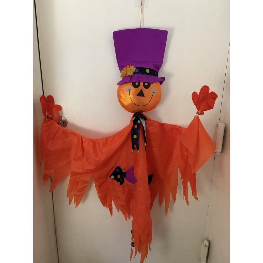 Giant Hanging Friendly Jack-O'-Lantern Door Or Outdoor Decor W/ Bells NWT